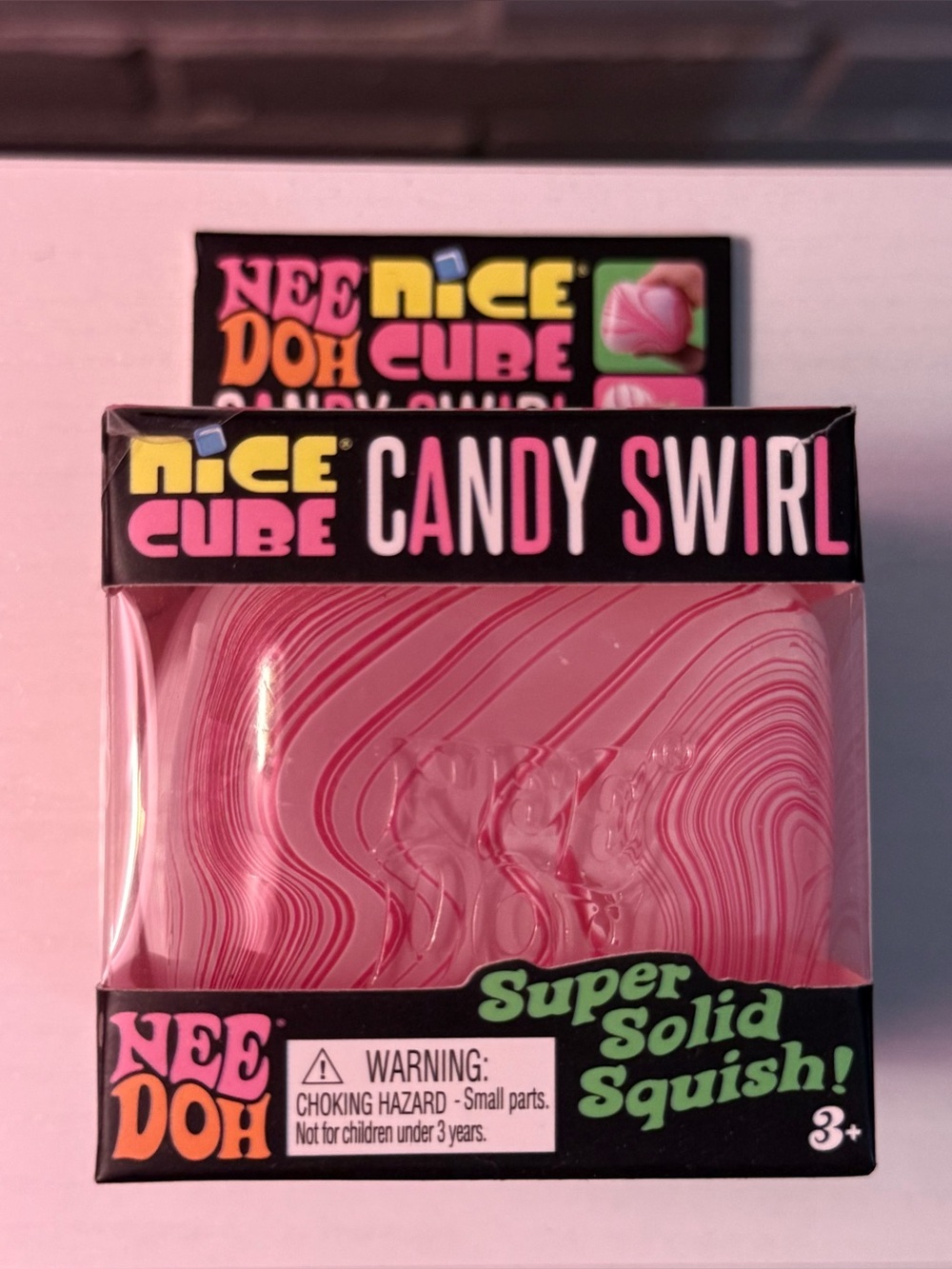 NeeDoh Nice Cube Candy Swirl Pink Super Solid Squish NEW